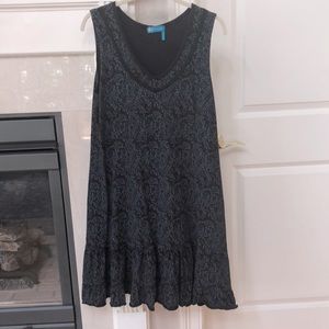 Fresh Produce Black Print Tank Dress with Ruffle